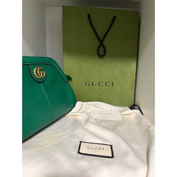 $2316 Gucci Marmot Rebelle Feline Bag Small - Emerald Green - Picture 13 of 14